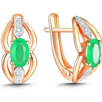 

Lucas gold emerald diamond earrings in red gold