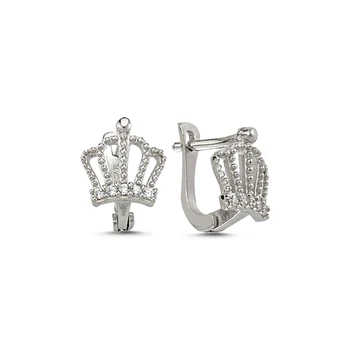 

KUTAYDAN Zircon Crown Stud Earrings 925 Sterling Silver