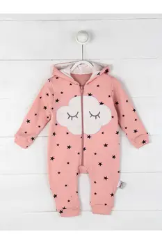 

Powder Hooded Baby Girl Jumpsuit