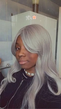 EASIHAIR-Peluca de cabello ombré ondulado para mujer afroamericana, cabellera artificial larga con flequillo, color gris, resistente al calor