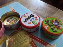 Tarjetas de juego para niños, juguetes con números de animales, garabatos, tarjetas de juego con movimiento rápido, caja de metal