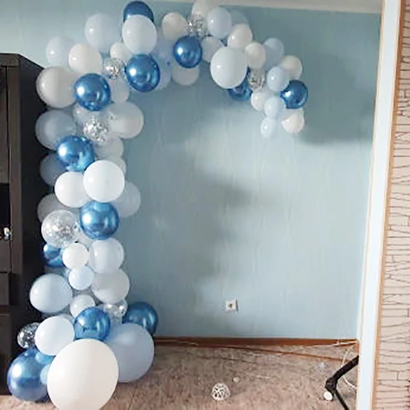 Sunshine smile Palloncini Ghirlanda Kit,Blu in Lattice Bianco e Blu Coriandoli,Palloncini Arco Kit per Compleanno Party Decorazioni,Colore Balloon Arch Kit（Blu）