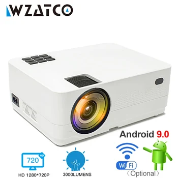 

WZATCO HQ2 4k Projector 3000 Lumens HD 720P 150inch Portable Mini 3D LCD Android 9.0 WIFI Home Theater Game Movie LED Proyector