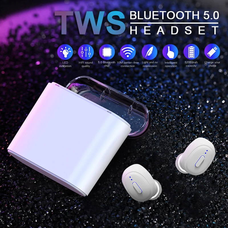 Мини беспроводные Bluetooth наушники TWS наушники шумоподавление Гарнитура внешний аккумулятор зарядное устройство 4000 мАч светодиодный цифровой дисплей 2200 мАч