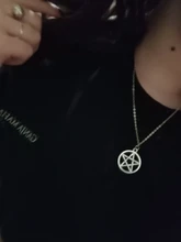 Colgante de plata antigua con pentagrama de estrella Simple y clásico para mujer, collar de cadena larga corta para niña, joyería para mujer