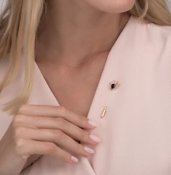 

Gold brooch with sapphires and diamonds sunlight sample 585 test