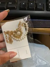 LOVOACC-collar de perlas naturales de agua dulce para mujer, cadena de eslabones gruesa dorada, cierre de palanca asimétrico, Gargantilla circular