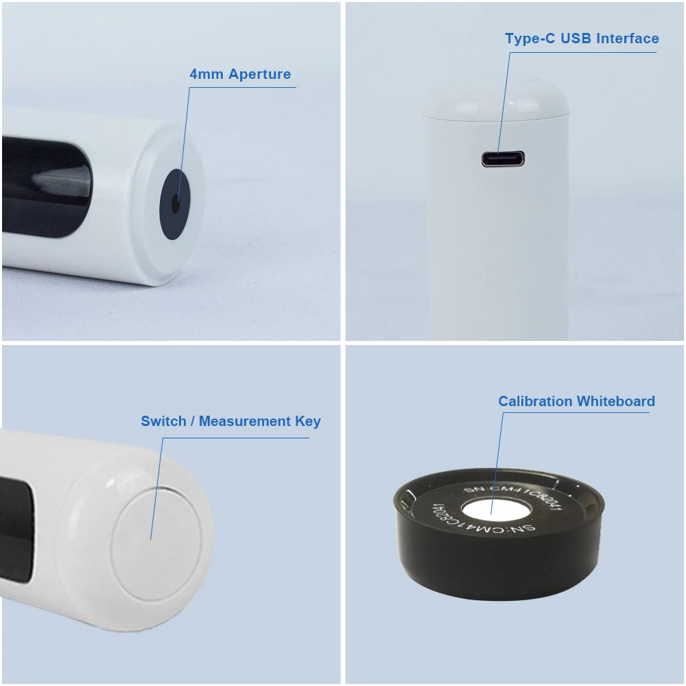 Portable whiteness meter Measuring range 0-200 Measuring R457 whiteness Support connection app Used in powder paper textile