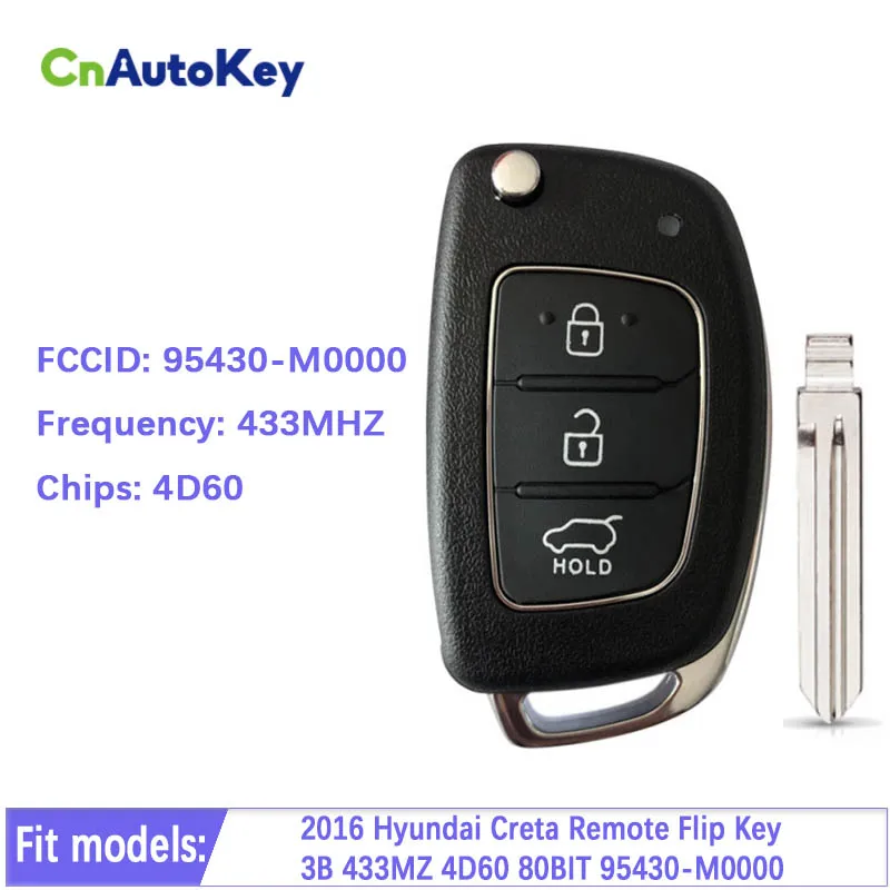 CN020116 Original 95430-M0000 M0000 Remote Smart Auto Car Control Fob for Hyundai Creta 2016 Flip Key with 433MZ 4D60 80BIT
