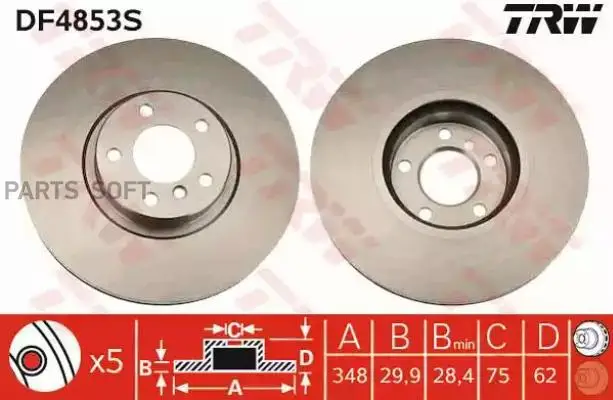Disc brake front (in Box 1 PCs the price is for PCs) [348x30] 5 REPL. Df4853s |