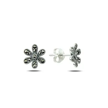 

Angemiel 925 Silver Marcasite Stone Daisy Earrings