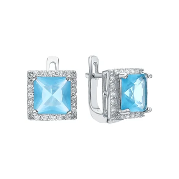 

Silver earrings with sitals and cubic zirconium sunlight sample 925
