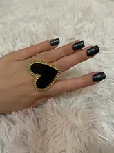 AENSOA Bohemian Heart Gold Clor Rings For Women BOHO Love Heart Round Enamel Ring 2019