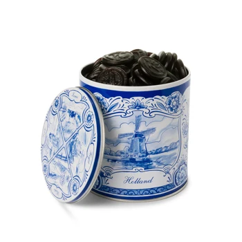 

Delft Blue tin jar filled with Dutch licorice mix