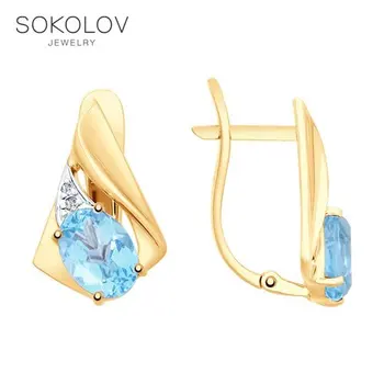 

Drop Earrings with stones SOKOLOV gold with Topaz and cubic zirkonia fashion jewelry 585 women's male, long earrings
