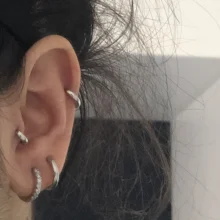 ANENJERY-pendientes de aro minimalistas de Plata de Ley 925 para mujer, aretes redondos pequeños de oro de 6mm/8mm/10mm/12mm/15mm, 1 par
