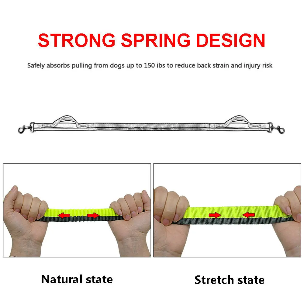 Hands Free Dog Leash Running Jogging Waist Belt Dual Handle Training Bungee Lead 30g4120