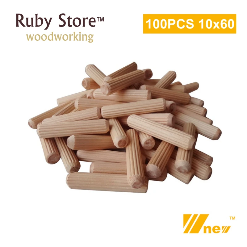 10mm X 60mm, 100 개/몫 Dowelling Jig Kits Ramin Fluted Wooden Wood Dowel