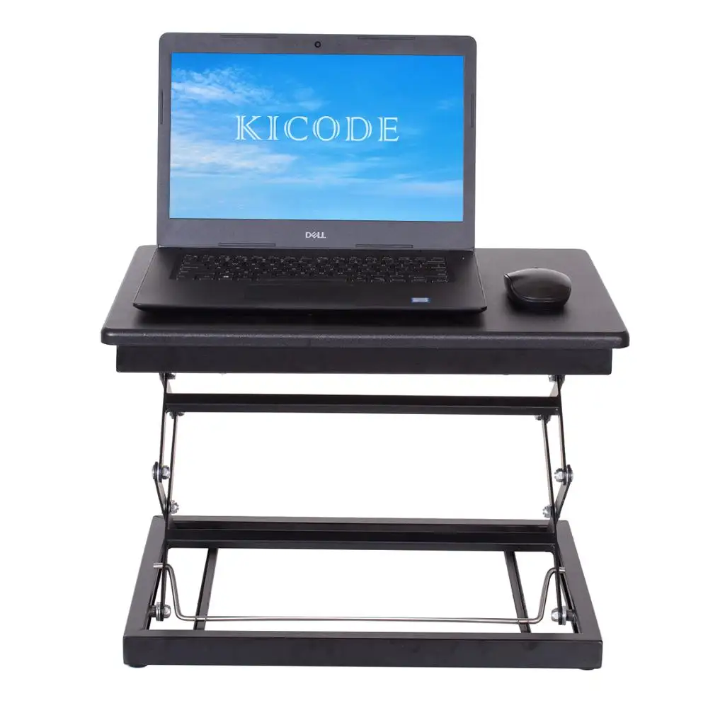 Black Mobile Sit or Stand Alternately Notebook Computer Table Folding Desk Worktable Stand ZWW electronic Creative Height-adjustable Standing Office Desk Multifunctional Notebook Monitor Bracket