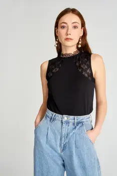 

Trendyol Ruched Sheer Neckline Knitted Blouse TWOSS20BZ1169