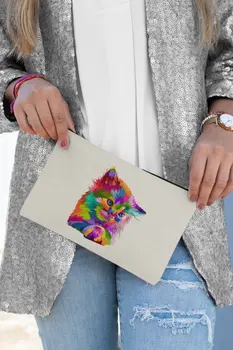 

Angemiel Clutch Colorful Paw Paw On Top Scorer Cat Portfolio Hand Makeup Bag
