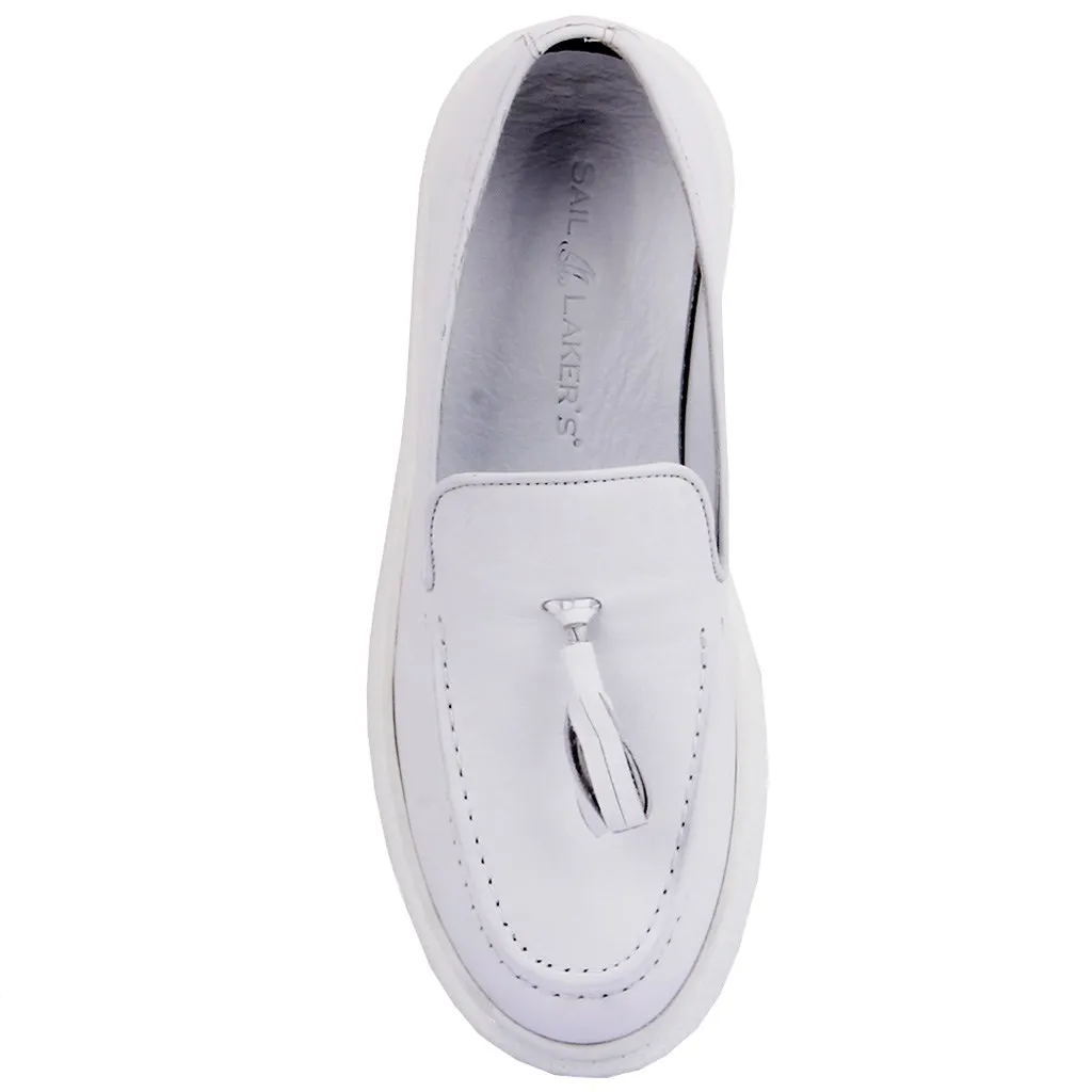 Sail-Lakers/женская повседневная обувь из белой кожи с кисточками