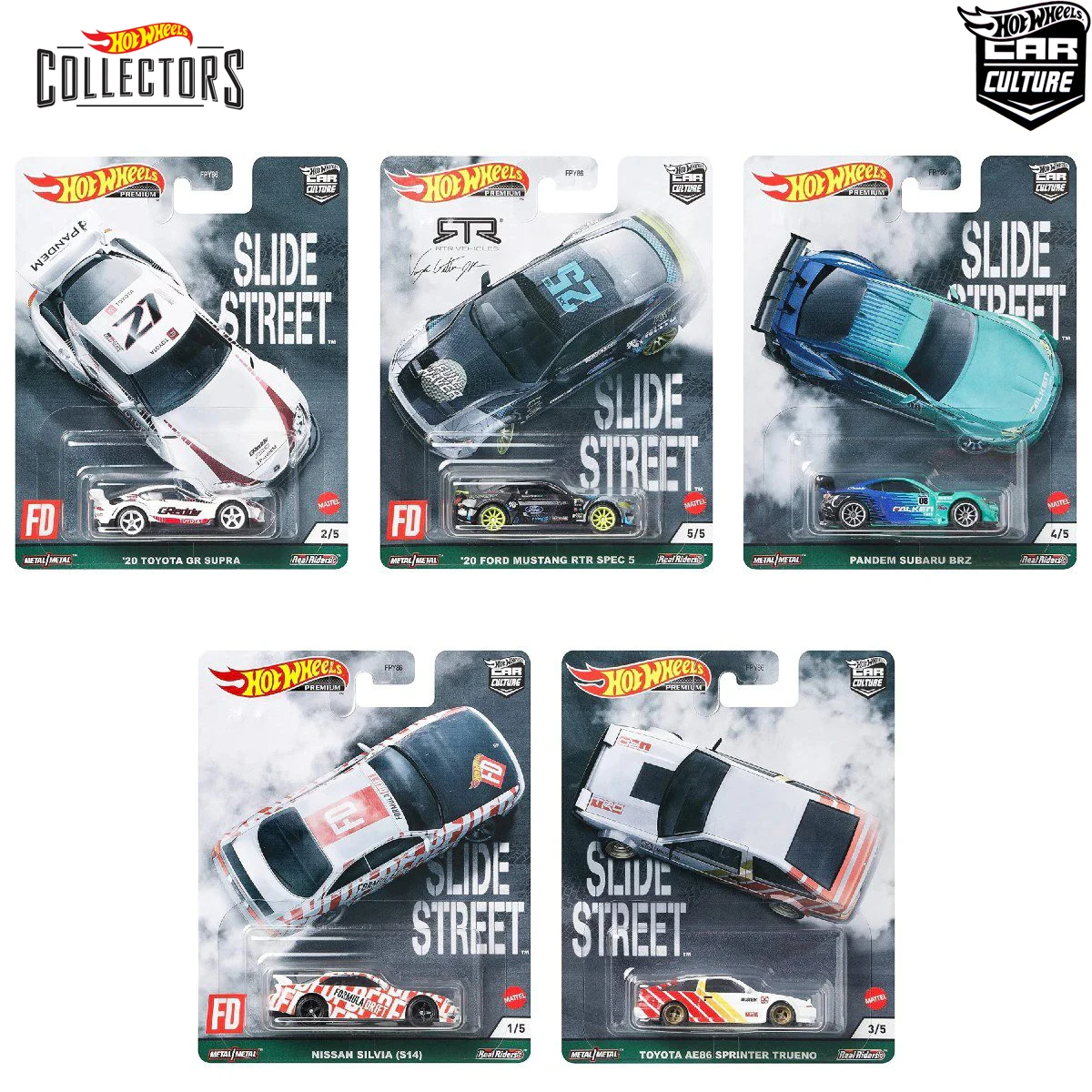 Металлический Чехол Hot Wheels Premium Slide Street Car Culture - Pandem Subaru BRZ Toyota GR Supra Nissan Silvia Ford Mustang RTR