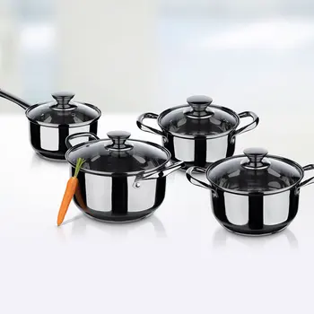

Battery kitchen 8 Pieces saucepans pots New Neron