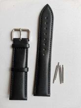 REMZEIM-Correa de reloj de cuero Calfskin, banda de muñeca de Material suave de 18mm, 20mm, 22mm y 24mm con hebilla de acero inoxidable plateada