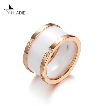 

HUADIE women's ring from ceramics of white, blue and black color. fashion jewelry 2020