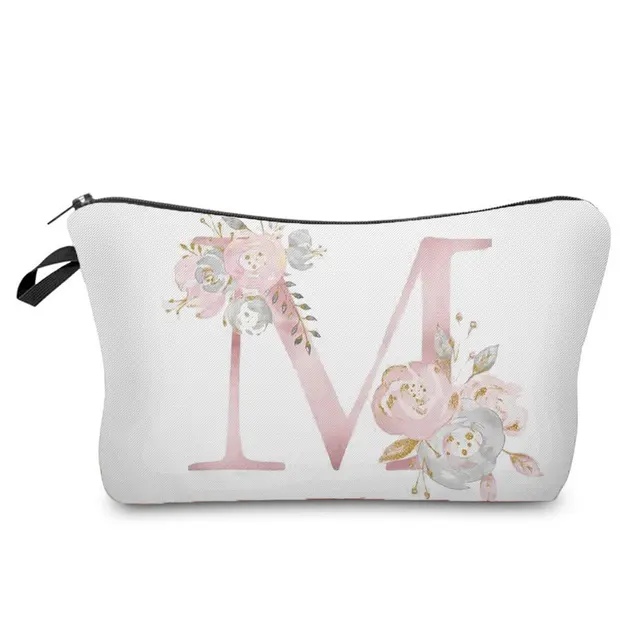 Flowers Alphabet Printed Cosmetic Bags  Bridal Party Make Up Bags Pouch Necessaries Lady Tote Bride Bridesmaid Proposal Gift hz2409