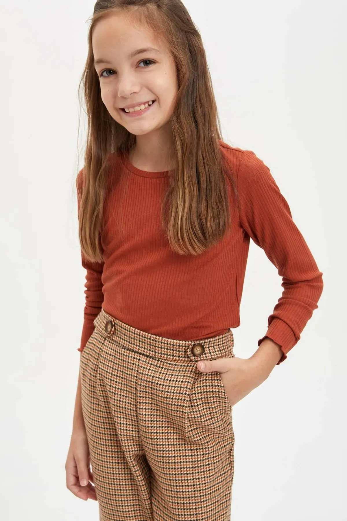 

DeFacto Girl Autumn Solid Color Top Tees Kids Casual Long Sleeve T-Shirts Girls Body Tshirts-M7207A619AU