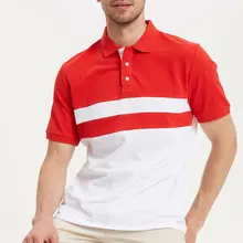 Дефакто Мужская модная рубашка поло Повседневная модная Лоскутная полосатая рубашка поло с коротким рукавом высокого качества Новинка-L4977AZ19SM