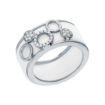 

Silver ring with ceramics and cubic zirconia sunlight sample 925