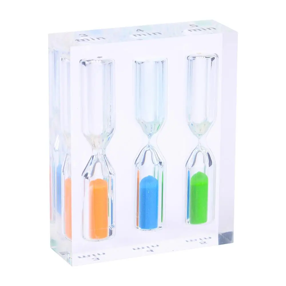 

Fixed Mixed Acrylic 3+4+5min Non-breaking Sand Timer Hourglass 1 set For Brushing Kids Teeth Smiley Sand Timer Home Decor