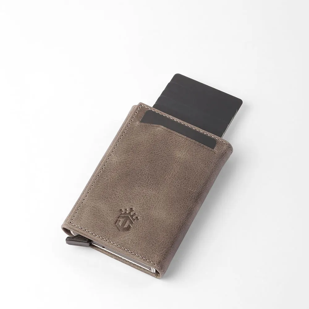 Smart Wallet Business Card Holder Real Cow Leather Handmade Smart Automatic Card Holder Men Gift