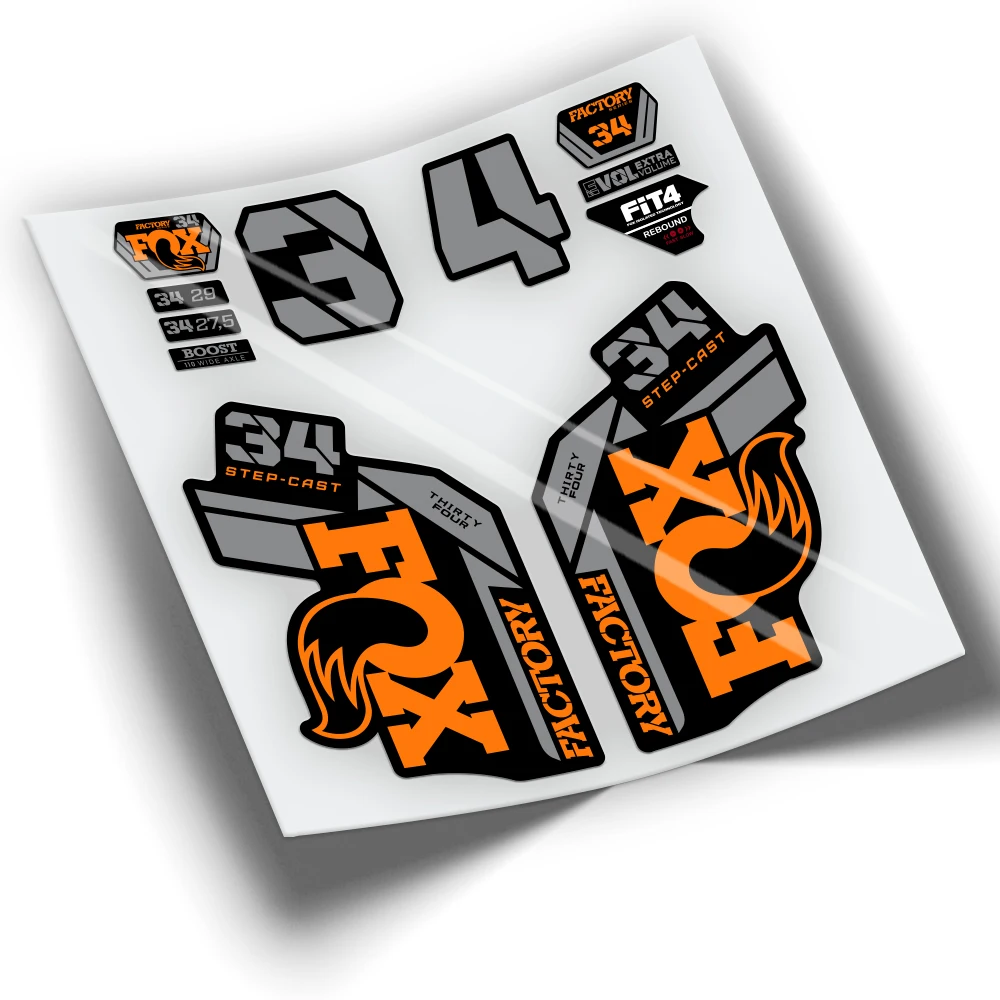 Kit Completo Di Adesivi Compatibili Per Accessori Forcella Bici Fox 34 Factory Step Cast 2021 Bicolore Wp412