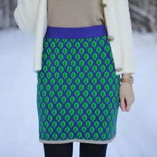 Las mujeres nuevo Vintage hoja de Jacquard cálido suéteres de manga larga o-Cuello Lurex jerséis de Navidad de punto otoño Tops Retro C-014