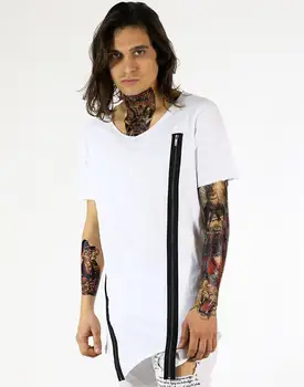 

Zigzag Cut Zippered Design Men's T-Shirt