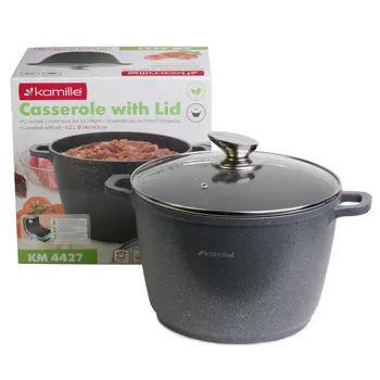 

Pan 24*16,5cm of die-cast aluminum with non-stick coating "granite" and glass lid Kamille, kml-4427