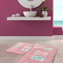 Коврики для ванной нескользящие Противоскользящие коврики Нескользящие противоскользящие Linda Pink 2'Li набор 60X100 см-50X60 см