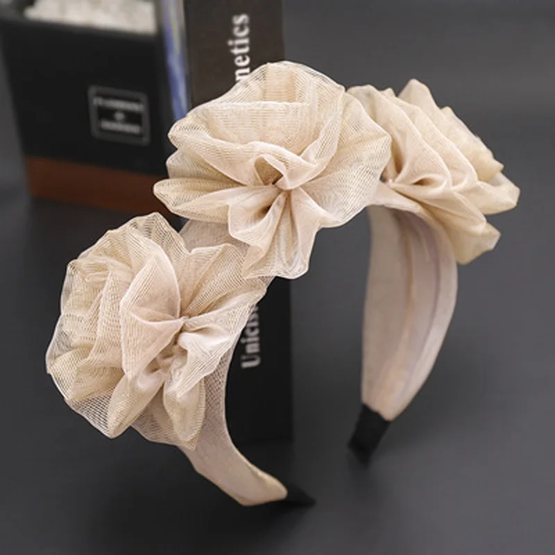 

Winter Lace Rose Flowers Headband Bezel Dress for Women Girls Wedding Elegant Hairband Cute Bohemia Korean Hair Accessories Xmas