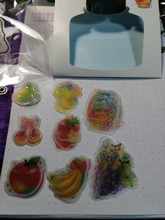 Pegatinas de decoración para diario y cuaderno, pegatinas con olor colorido, fruta de fresa, estampado dorado, 1 paquete de 48 Uds.