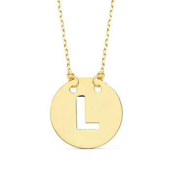 

Choker 18k gold chain 42cm. Forced pendant letter L sheet 15mm. Openwork