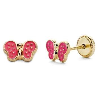 

18k gold earrings butterfly enamelled 7mm. [AB2928]