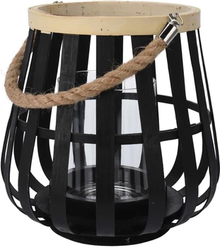 

FAROL. Manufactured in BAMBU wood and glass container for sailing. Color black. Dimen high 26CM X wide 26CM.Ideal for your Terrace