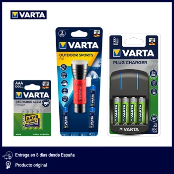

VARTA Pack Outdoor flashlight 5 W red LED + 4 rechargeable AAA batteries or AA rechargeable battery charger and AAA with 4 slots