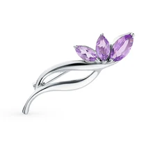 Серебряная брошь с аметистом SUNLIGHT проба 925