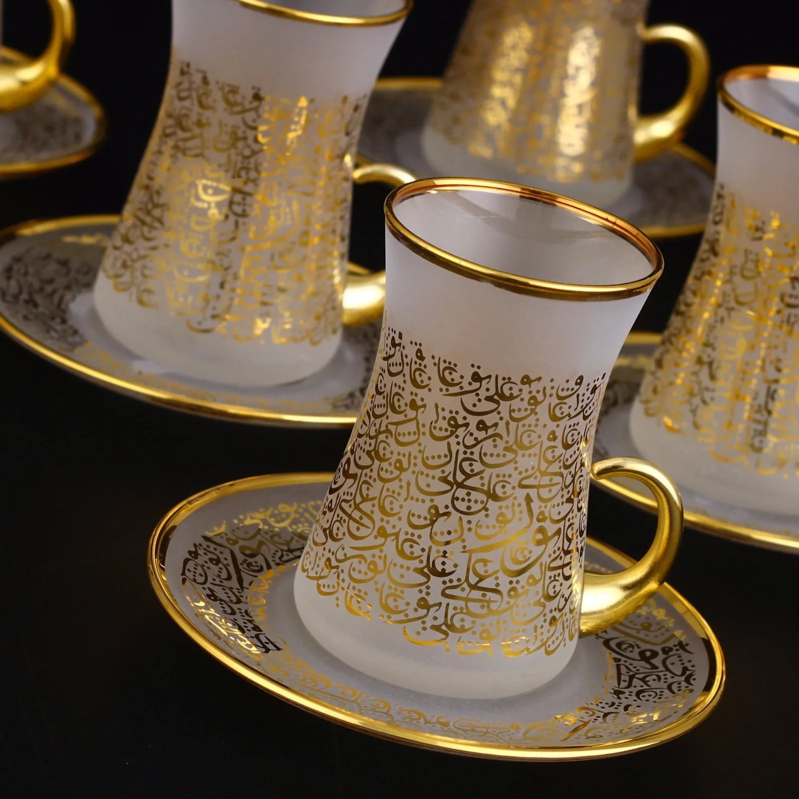 

Hand Painted Arabic Style Thin Waist Tea Set With Holder