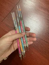 5 unids/set uñas arte pluma 2 en 1 doble termina salpican dibujo pintura Gel UV de polaco cepillo de uñas de arte puntillo herramientas